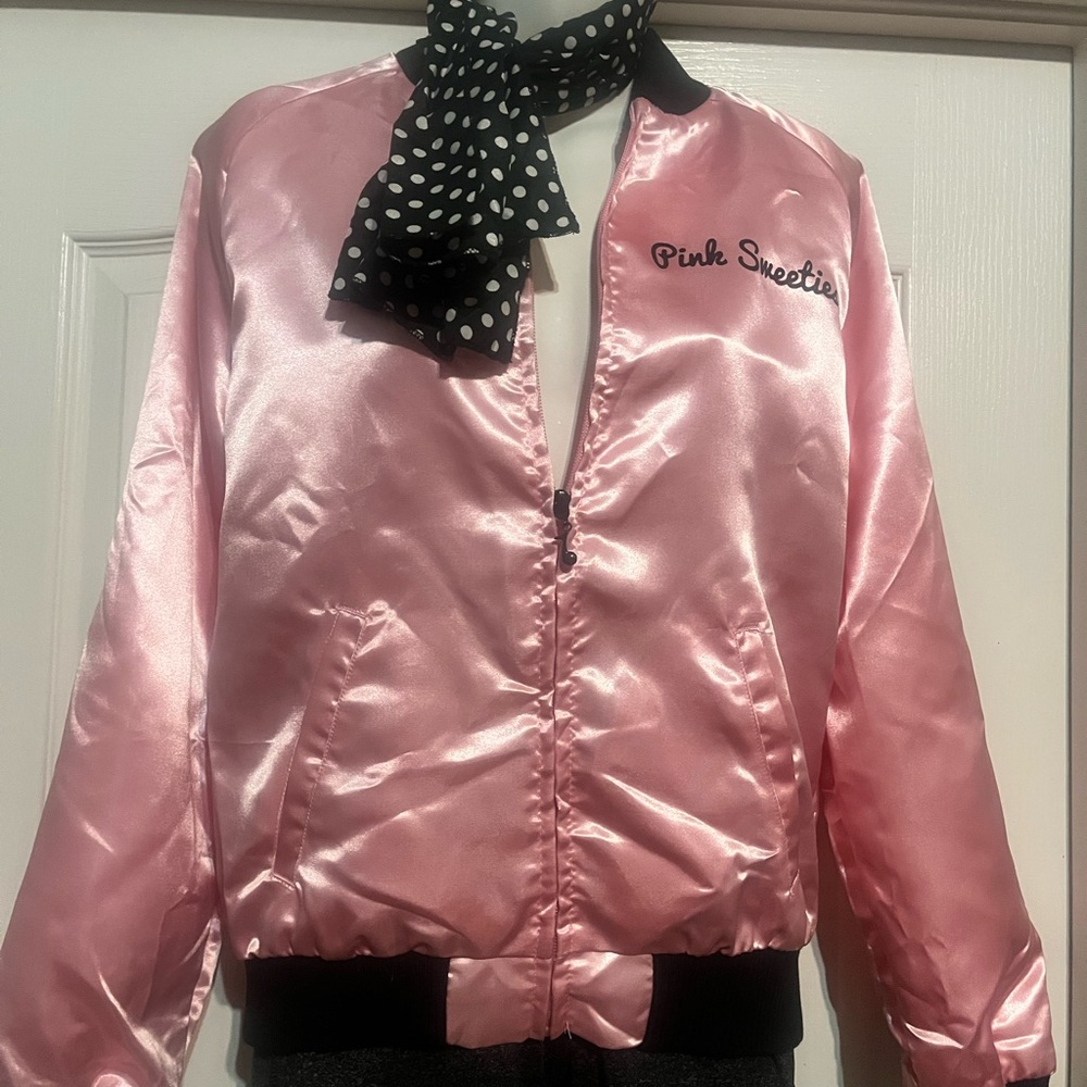 Pink Sweeties Satin Jacket with scarf Size M